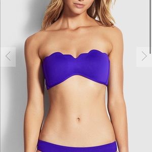 Seafolly - petal edge bustier bandeau bikini top - reflex blue US6